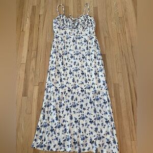 Coquette cottage regency core babydoll empire waist dainty blue floral maxi